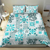 Hawaii Tapa Tribal Bedding Set With Hawaiian Quilt Pattern Aqua LT9 - Wonder Print Shop