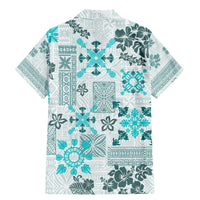 Hawaii Tapa Tribal Family Matching Mermaid Dress and Hawaiian Shirt With Hawaiian Quilt Pattern Aqua LT9 - Wonder Print Shop