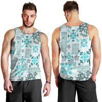 Hawaii Tapa Tribal Men Tank Top With Hawaiian Quilt Pattern Aqua - Wonder Print Shop