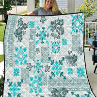 Hawaii Tapa Tribal Quilt With Hawaiian Quilt Pattern Aqua - Wonder Print Shop