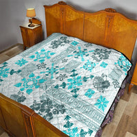 Hawaii Tapa Tribal Quilt With Hawaiian Quilt Pattern Aqua - Wonder Print Shop
