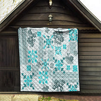 Hawaii Tapa Tribal Quilt With Hawaiian Quilt Pattern Aqua - Wonder Print Shop