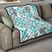 Hawaii Tapa Tribal Quilt With Hawaiian Quilt Pattern Aqua - Wonder Print Shop