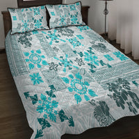 Hawaii Tapa Tribal Quilt Bed Set With Hawaiian Quilt Pattern Aqua - Wonder Print Shop