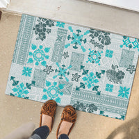 Hawaii Tapa Tribal Rubber Doormat With Hawaiian Quilt Pattern Aqua - Wonder Print Shop