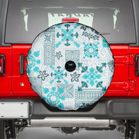 Hawaii Tapa Tribal Spare Tire Cover With Hawaiian Quilt Pattern Aqua - Wonder Print Shop
