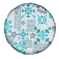 Hawaii Tapa Tribal Spare Tire Cover With Hawaiian Quilt Pattern Aqua - Wonder Print Shop