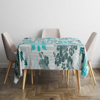 Hawaii Tapa Tribal Tablecloth With Hawaiian Quilt Pattern Aqua - Wonder Print Shop