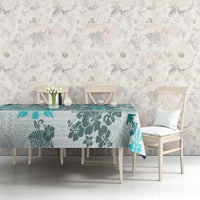 Hawaii Tapa Tribal Tablecloth With Hawaiian Quilt Pattern Aqua - Wonder Print Shop