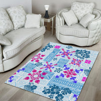 Hawaii Tapa Tribal Area Rug With Hawaiian Quilt Pattern Blue LT9 - Wonder Print Shop