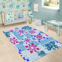 Hawaii Tapa Tribal Area Rug With Hawaiian Quilt Pattern Blue LT9 - Wonder Print Shop