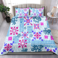 Hawaii Tapa Tribal Bedding Set With Hawaiian Quilt Pattern Blue LT9 - Wonder Print Shop
