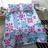 Hawaii Tapa Tribal Bedding Set With Hawaiian Quilt Pattern Blue LT9 - Wonder Print Shop