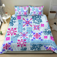 Hawaii Tapa Tribal Bedding Set With Hawaiian Quilt Pattern Blue LT9 - Wonder Print Shop