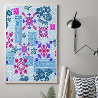 Hawaii Tapa Tribal Canvas Wall Art With Hawaiian Quilt Pattern Blue LT9 - Wonder Print Shop