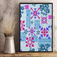 Hawaii Tapa Tribal Canvas Wall Art With Hawaiian Quilt Pattern Blue LT9 - Wonder Print Shop