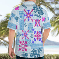 Hawaii Tapa Tribal Hawaiian Shirt With Hawaiian Quilt Pattern Blue - Wonder Print Shop