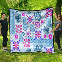 Hawaii Tapa Tribal Quilt With Hawaiian Quilt Pattern Blue - Wonder Print Shop