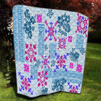 Hawaii Tapa Tribal Quilt With Hawaiian Quilt Pattern Blue - Wonder Print Shop