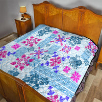 Hawaii Tapa Tribal Quilt With Hawaiian Quilt Pattern Blue - Wonder Print Shop