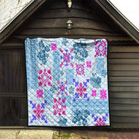Hawaii Tapa Tribal Quilt With Hawaiian Quilt Pattern Blue - Wonder Print Shop