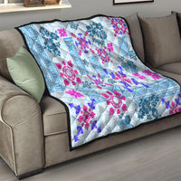 Hawaii Tapa Tribal Quilt With Hawaiian Quilt Pattern Blue - Wonder Print Shop