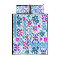 Hawaii Tapa Tribal Quilt Bed Set With Hawaiian Quilt Pattern Blue - Wonder Print Shop