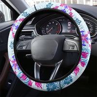 Hawaii Tapa Tribal Steering Wheel Cover With Hawaiian Quilt Pattern Blue - Wonder Print Shop