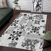 Hawaii Tapa Tribal Area Rug With Hawaiian Quilt Pattern Black LT9 - Wonder Print Shop