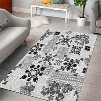 Hawaii Tapa Tribal Area Rug With Hawaiian Quilt Pattern Black LT9 - Wonder Print Shop