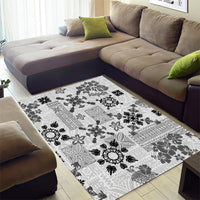 Hawaii Tapa Tribal Area Rug With Hawaiian Quilt Pattern Black LT9 - Wonder Print Shop