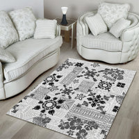 Hawaii Tapa Tribal Area Rug With Hawaiian Quilt Pattern Black LT9 - Wonder Print Shop