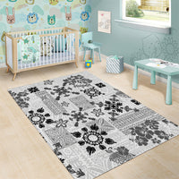 Hawaii Tapa Tribal Area Rug With Hawaiian Quilt Pattern Black LT9 - Wonder Print Shop