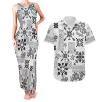 Hawaii Tapa Tribal Couples Matching Tank Maxi Dress and Hawaiian Shirt With Hawaiian Quilt Pattern Black LT9 - Wonder Print Shop