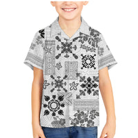 Hawaii Tapa Tribal Family Matching Mermaid Dress and Hawaiian Shirt With Hawaiian Quilt Pattern Black LT9 - Wonder Print Shop