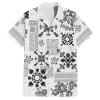 Hawaii Tapa Tribal Family Matching Short Sleeve Bodycon Dress and Hawaiian Shirt With Hawaiian Quilt Pattern Black - Wonder Print Shop