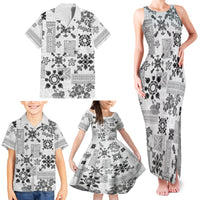 Hawaii Tapa Tribal Family Matching Tank Maxi Dress and Hawaiian Shirt With Hawaiian Quilt Pattern Black - Wonder Print Shop