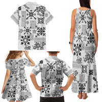 Hawaii Tapa Tribal Family Matching Tank Maxi Dress and Hawaiian Shirt With Hawaiian Quilt Pattern Black - Wonder Print Shop