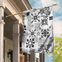 Hawaii Tapa Tribal Garden Flag With Hawaiian Quilt Pattern Black - Wonder Print Shop