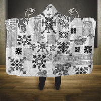 Hawaii Tapa Tribal Hooded Blanket With Hawaiian Quilt Pattern Black LT9