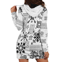 Hawaii Tapa Tribal Hoodie Dress With Hawaiian Quilt Pattern Black - Wonder Print Shop