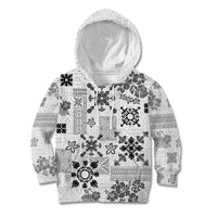 Hawaii Tapa Tribal Kid Hoodie With Hawaiian Quilt Pattern Black - Wonder Print Shop