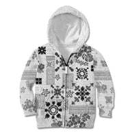 Hawaii Tapa Tribal Kid Hoodie With Hawaiian Quilt Pattern Black - Wonder Print Shop