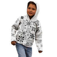 Hawaii Tapa Tribal Kid Hoodie With Hawaiian Quilt Pattern Black - Wonder Print Shop