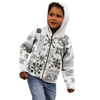 Hawaii Tapa Tribal Kid Hoodie With Hawaiian Quilt Pattern Black - Wonder Print Shop