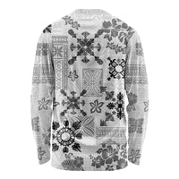 Hawaii Tapa Tribal Long Sleeve Shirt With Hawaiian Quilt Pattern Black - Wonder Print Shop