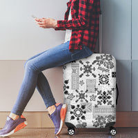 Hawaii Tapa Tribal Luggage Cover With Hawaiian Quilt Pattern Black - Wonder Print Shop