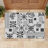 Hawaii Tapa Tribal Rubber Doormat With Hawaiian Quilt Pattern Black - Wonder Print Shop