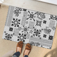 Hawaii Tapa Tribal Rubber Doormat With Hawaiian Quilt Pattern Black - Wonder Print Shop