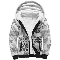 Hawaii Tapa Tribal Sherpa Hoodie With Hawaiian Quilt Pattern Black - Wonder Print Shop